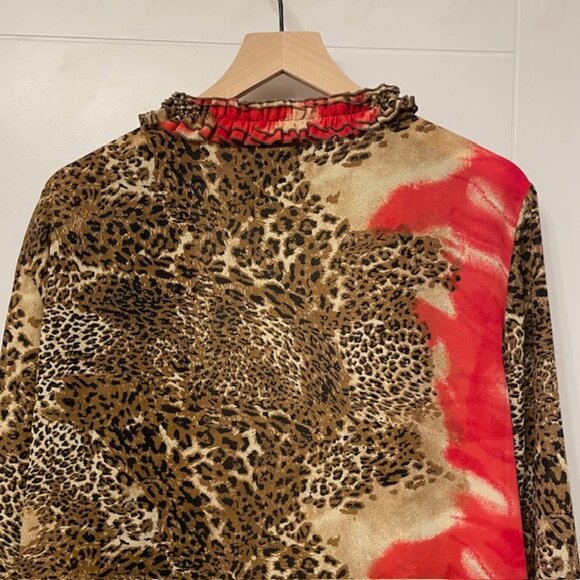 Dress-U-II By Sharon Leopard Animal Print Kimono Slit Sleeves Plus Size 22 - Picture 10 of 16